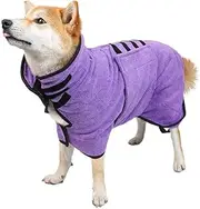 Dog Bathrobe - Super Absorbent Pet Drying Towel Bath Robes After Bath Shower Swim Wet Walk for Puppies (Purple, S)