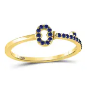 10kt Yellow Gold Womens Round Blue Sapphire Key Stackable Band Ring 1/5 Cttw