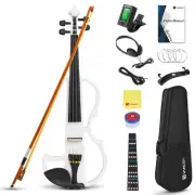 Electric Violin 4/4 Full Size Silent Violin Set for Beginner Adults Teens Solid