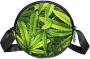 [FVQL] Round Crossbody Bag Purse Messenger Bag Shoulder Bag, leaf pattern