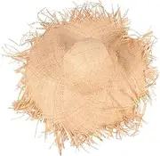 [VALICLUD] Stylish Straw Cap Large Wide Brim Beach Sun Cap Sun Hat Flat Brim for Outdoor Adventures Beige