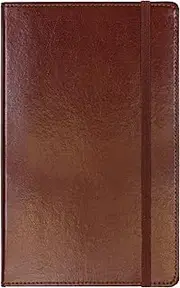 C.R. Gibson Genuine Bonded Leather Journal, by Markings, Smyth Sewn Binding, Ribbon Marker, Elastic Band Closure, Includes 240 Ruled Pages, Measures 5" x 8.2" - Large Brown