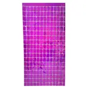Laser Glitter Square Foil Fringe Curtain - Purple