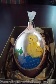 Waterford hand blown glass Christmas egg in original box, original tags new