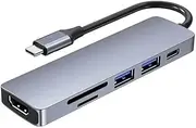 6-in-1 USB-C Multifunction Adapter USB Hub (HDMI + 2 USB Ports + PD + TF Slot + SD Slot)