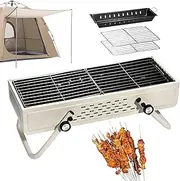 Lmyit Wood BBQ Grill, Smokeless Camping Charcoal BBQ Oven, Large Charcoal BBQ Grills, Stainless Steel Barbeque Grill, Portable Camping Grill For Cooking Outdoors, Tailgating, Camping