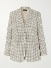 [Theory] Theory - Checked Linen-blend Blazer - Cream - US0 US 0 Cream