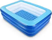 XFlated Inflatable Pools, Kiddie Pools, Inflatable Family Swim Play Center Pool with Soft Floor, 82 inches Durable Swimming Pool, Summer Water Fun for Garden or Backyard or Indoor (82 Blue)