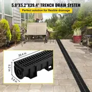 Drainage Trench Driveway Channel Drain Kit Plastic Grate-5.8