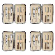 4x 7pc LVD Metal/Plastic 10.5cm Manicure Clipper/Cuticle Kit Champagne Glitter