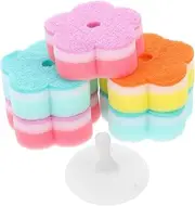 PACKOVE Effortless Cleaning: 5pcs Flower Shape Scrub Sponges Dishwashing Sponge Set Non-Scratch for Kitchen Bathroom