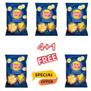 Large Lay's Potato Chips with Cheese & Onion Flavor 4x160 g + 1 Free