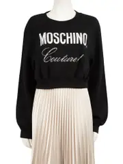 Moschino Couture! Black Fantasy Print Embellished Sweatshirt