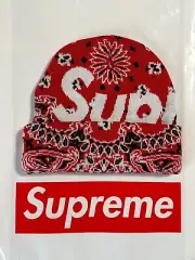 SUPREME BIG LOGO BEANIE (RED BANDANA) FW24 S LOGO CASHMERE WOOL BOX LOGO MOHAIR