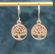 925 Sterling Silver Tree of Life Hook Earrings
