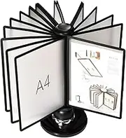 Desktop rotating file organizer with 20 double-sided panels - ideal for offices, dining rooms and price list display - handy desk flip file holder