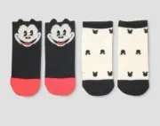 NEW + TAGS DISNEY X JUNK FOOD MICKEY MOUSE 2 PAIRS SOCKS MEDIUM 9-2.5 SHOE SIZE