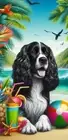 Springer Spaniel Black/White Summer Fun Beach Towel