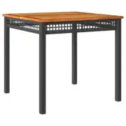 Garden Table 80x80x75cm Wicker Rattan Acacia Wood Timber Outdoor Patio Desk