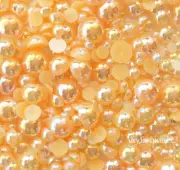800 Pc AB Champagne Flatback Round Half Faux Pearls Beads DIY Crafts Nail Art