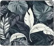 White and Silver Leaves Mousepad 7 X 8.6 in Non-Slip Rubber Base Gaming Mouse Pad Personalized Waterproof Mouse Mat for Wireless Mouse Computers Laptop Office Home