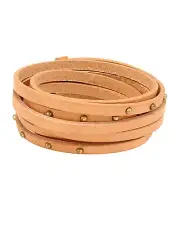 PILGRIM SKANDERBORG, DENMARK Bracelet in Yellow Base metal and Brown Leather