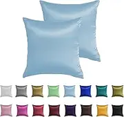 Generic Silky Soft Satin European Pillowcase Pillow Sham - 2 Pack - 65cm x 65cm (Sky Blue), SEPC2