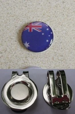 1 ONLY AUSTRALIAN GOLF BALL MARKER & HAT CLIP - Aussie Flag