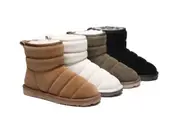EVERAU® UGG Boots Sheepskin Wool Mini Puffer - Black / AU Ladies 7 / AU Men 5 / EU 38