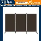 3-Panel Room Divider Brown 260x180 cm Fabric Privacy Screen Home Decor Par 20732