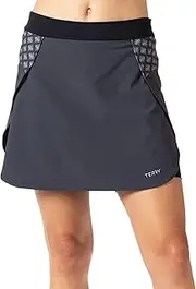 [TERRY] Vista Skort, Women's Cycling Skirt with Attached Internal Padded Liner Short, 16.5 Inch Inseam