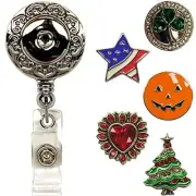 Snap Charm Premium Decorative Badge Reel - Retractable ID Holder with Belt Cl...