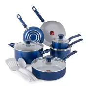 12 Piece Non Stick Ceramic Cookware Set, Blue