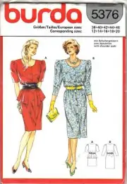 Burda Sewing Pattern Women's DRESS 5376 Sz 12+14+16+18+20 UNCUT