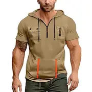 Men's Hoodie Quarter Zip Hoodie Black White Navy Blue Blue Khaki Hooded Plain Pocket Quarter Zip Sports Outdoor Daily Holiday Polyester Streetwear Basic Casua