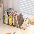 Transparent Book Holder Bookshelf Divider Book Stand Handle Bookends