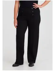 [Taking Shape] Ponte Wide Leg Pintuck Pant in Black