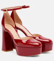 [Gianvito Rossi] Gianvito Rossi Hilary 100 patent leather platform pumps AU 5 red