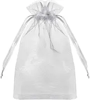 [HongyiTime] 100PCS Sheer Organza Bags, White Wedding Favor Bags with Drawstring, 4x6 inches Jewelry Gift Bags for Party, Jewelry, Festival, Makeup