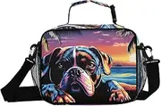 Dog Hawaii Beach Insulated Lunch Box for Women Men - Ideal for Work, Picnics - Includes Adjustable Shoulder Strap