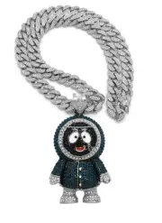 Hip Hop Large Brick Squad Eskimo Pendant & 16" ~ 30" Iced Cuban Chain Necklace