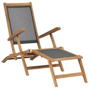 Deck Chair with Footrest Solid Teak Wood Black vidaXL