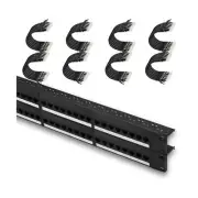 Rapink Patch Panel 48 Port Cat6 Bond with 2 * 24 Pack Patch Cable Cat6 1ft Bl...