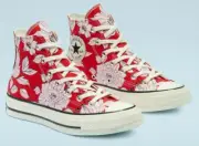 Converse Chuck 70 Vintage Floral Hi Top Shoe, 568373C Multi Sizes Red/Cherry Blo