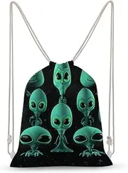 FCTVSKLN Drawstring Backpack Aliens Printed Sport Gym Sackpack Printed Drawstring Bags Sports Sackpack Yoga Bag for Men Women