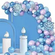 Frozen Balloons Garland Arch Kit, 104PCS Snowflake Blue Purple Confetti Balloons Set for Winter Wonderland Christmas Princess Frozen Birthday Wedding Party Graduation Decorations