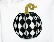 Checkered Pumpkin MacKenzi-Childs Style Embroidered Bathroom Hand Towel Set