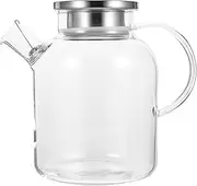 [CALLARON] Glass Kettle Beverage Pitcher Zero Beverage Kettle Water Filter Pitcher Glass Water jug Water Pitcher Filter containers with lids Glass Pitcher with lid Cold Water Necessity