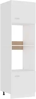 vidaXL Scandinavian Style Microwave Cabinet in White - Engineered Wood Storage Unit with Shelves and Doors - 60x57x207cm
