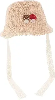 [SAFIGLE] Newborn Baby Girl Knit Hat Cute Mushroom Warm and Soft Toddler Beanie Infant Bonnet Baby Girls Bucket Hat Ideal for Fall and Winter Beige